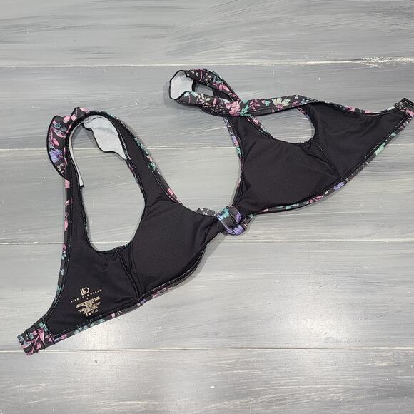 Aeropostale Live Love Dream Bikini Swim‎ Top Black Floral Small - Picture 4 of 8
